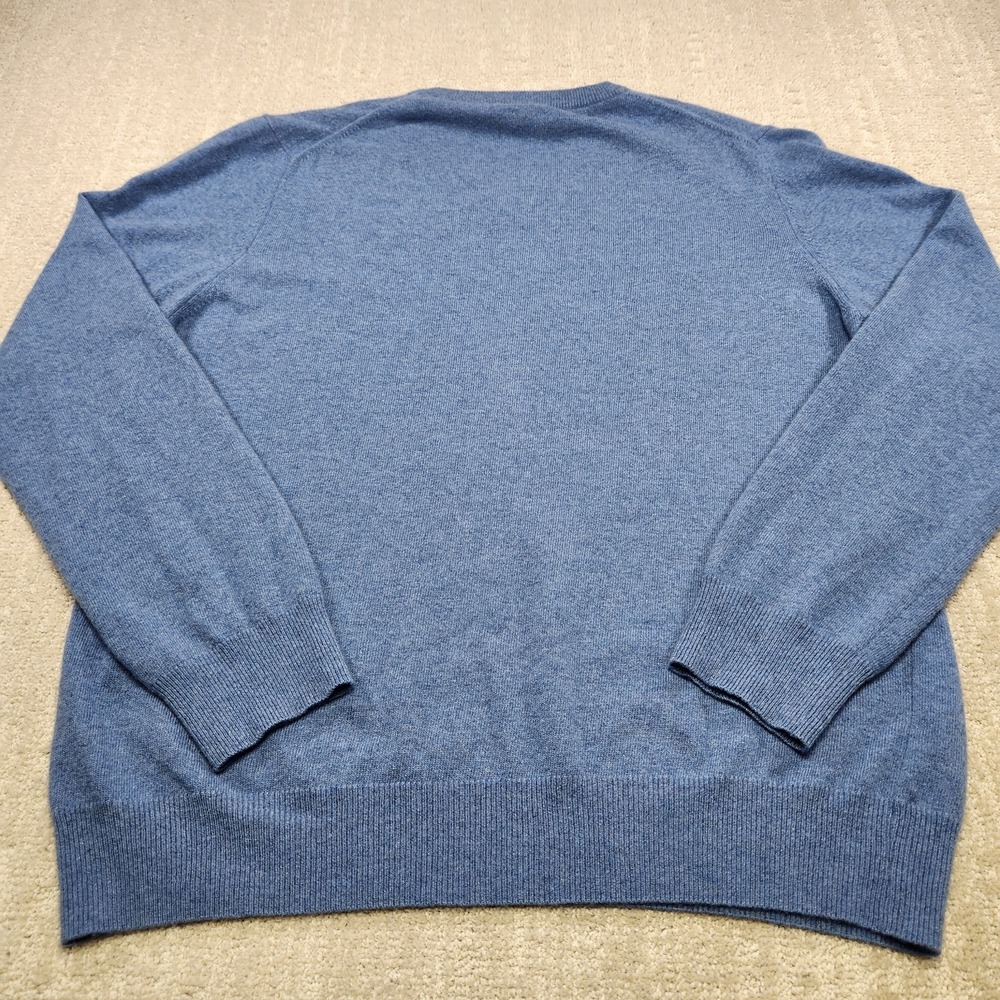 Mantovani Studio Sweater Men Large 100% Italian Cashmere V Neck Blue Luxury - Picture 4 of 7